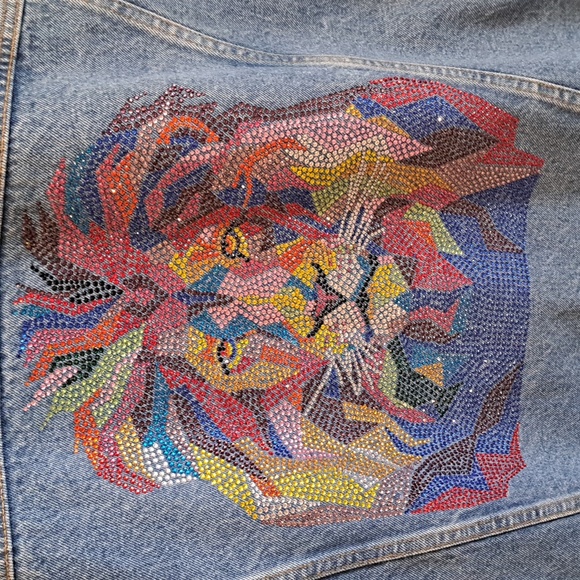 Wrangler Jean Jacket Xl unisex rhinestones lion - Picture 3 of 8